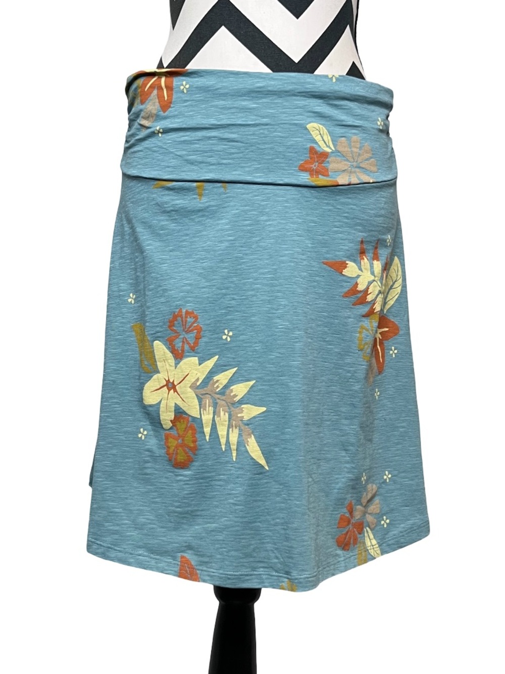 NWT Toad&Co Chaka Mineral Floral Earthy Cotton Fold-Over Waist Skirt Sz M